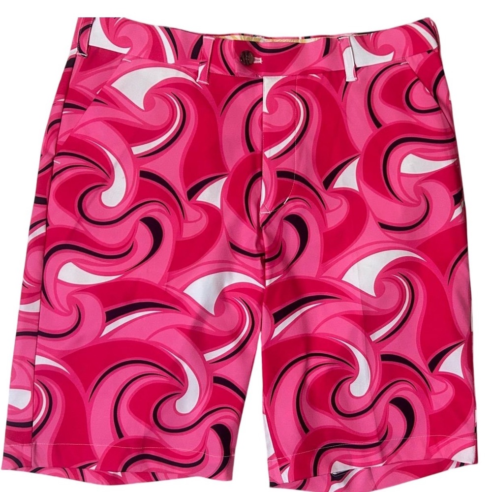 Loudmouth Golf Shorts Mens 34 Pink Excellence Swirl Psychedelic 9" Inseam